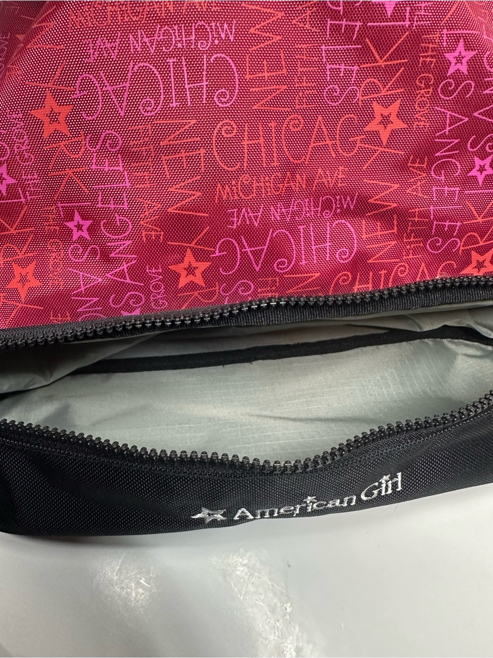 American Girl Red-Pink Patterned Tote with Black Base - Picture 6 of 14